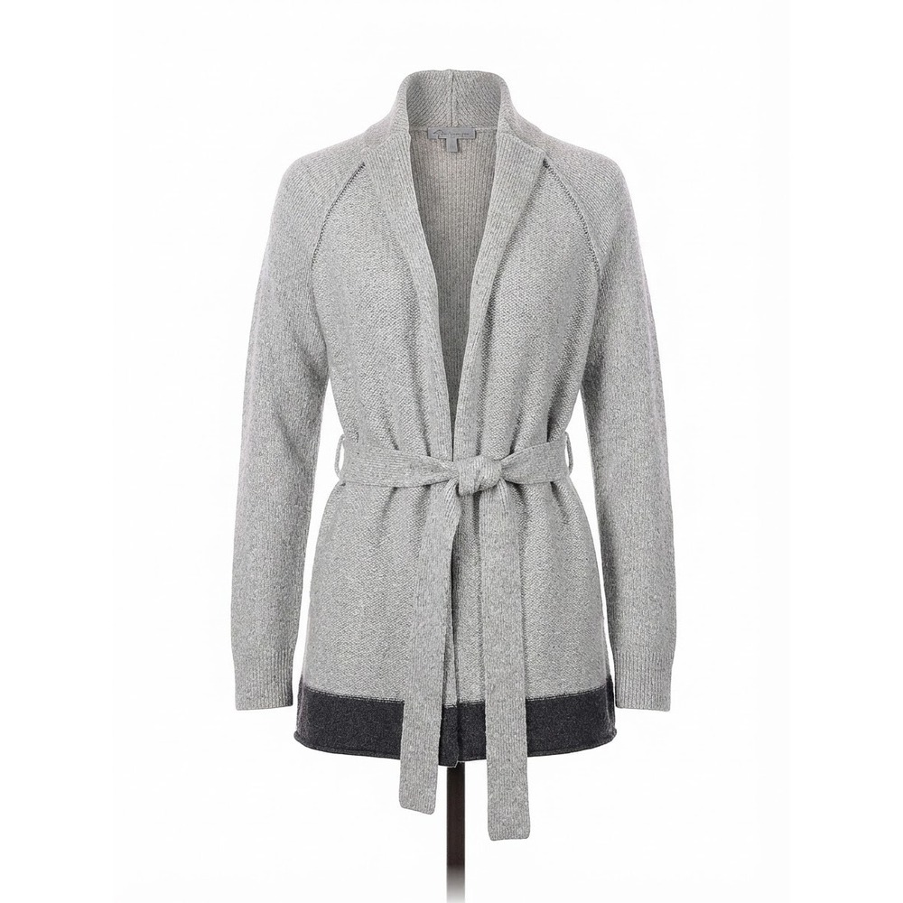James Perse Wool Alpaca Gray Preppy Old Money Cottage Open Belt Cardigan sz 4